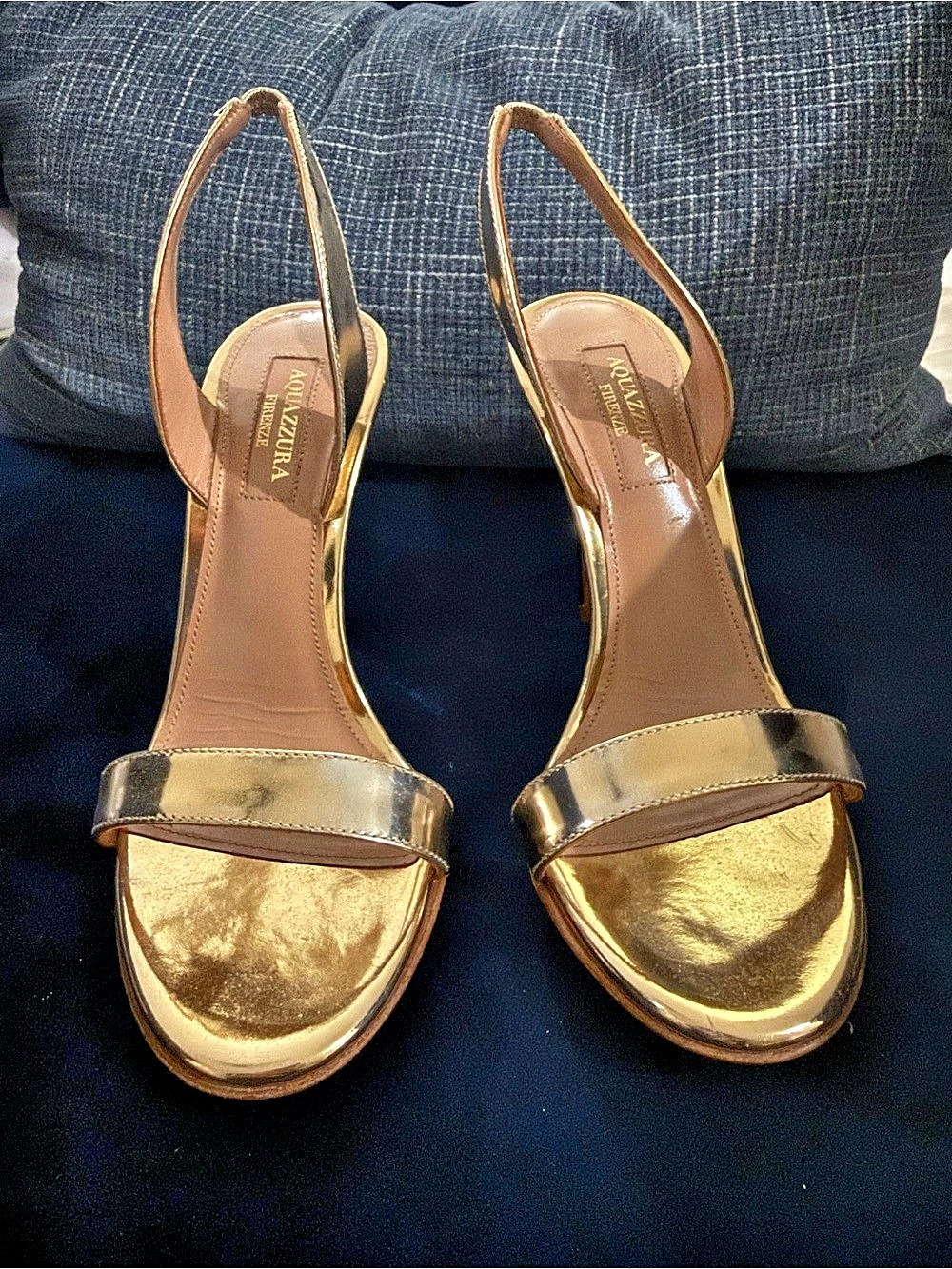 Aquazzura Metallic Slingback Heels